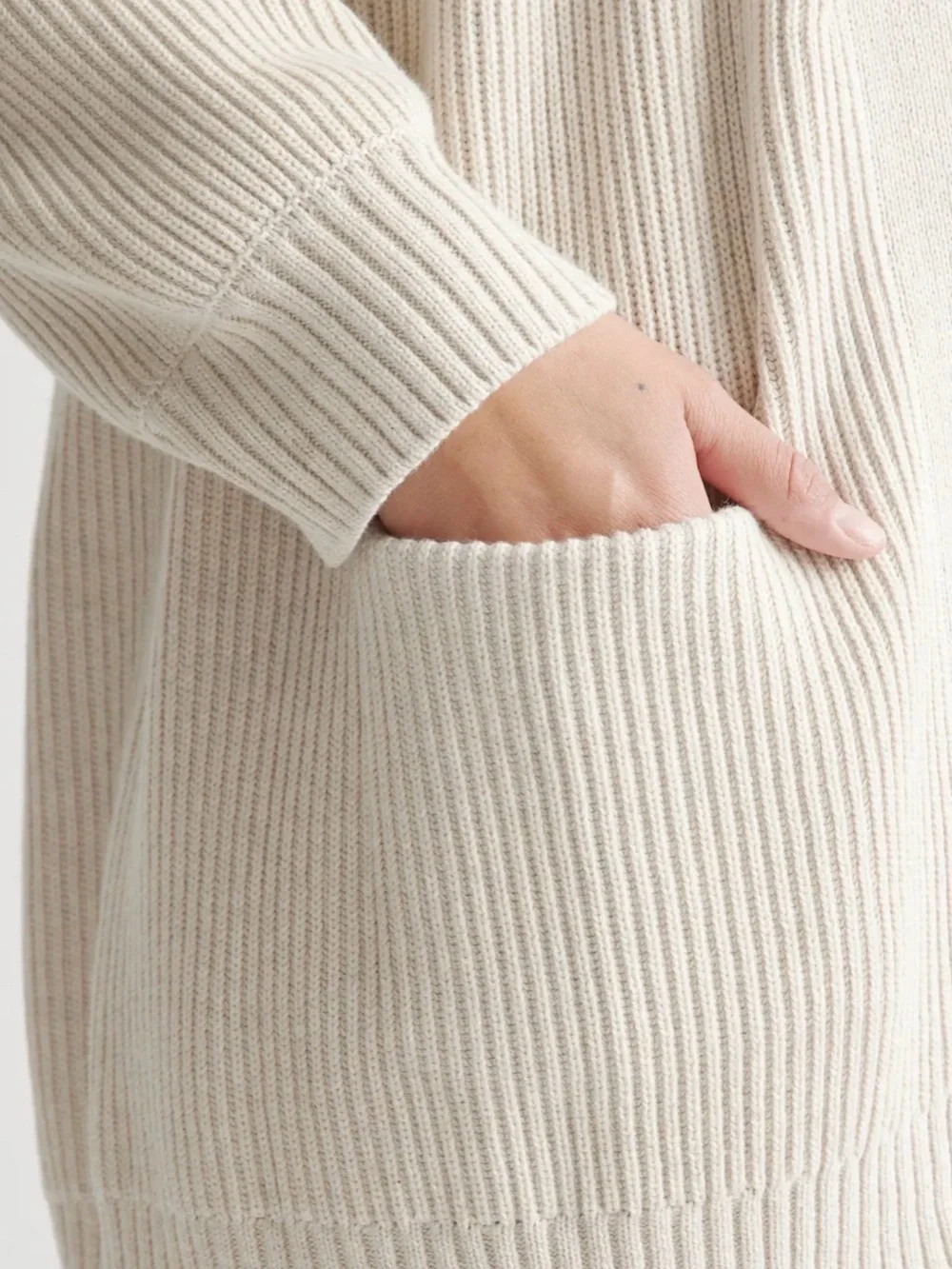 Quince 100% Organic Cotton Open Cardigan Speckled Beige